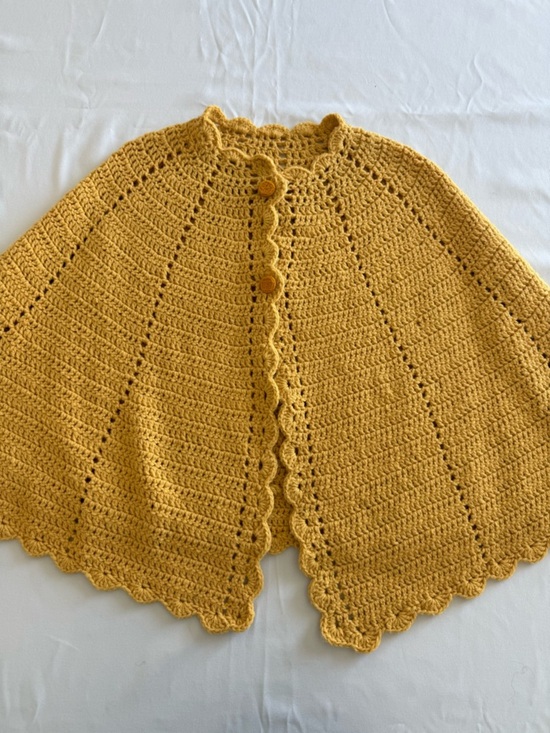 Handmade Sweaters - Mustard Crochet Poncho Shrug - Women's Sweater